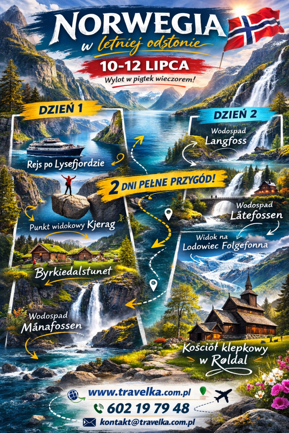 WEEKEND W NORWEGII - LYSEFJORD, KJERAG I WODOSPADY